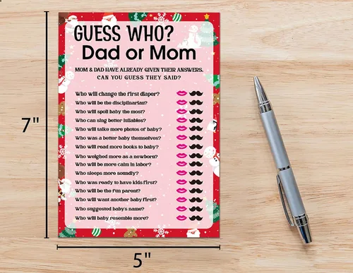 Miniatura 2 de Tarjetas de juego para baby shower, juego de Find Who Dad or Mom, juegos de fiesta de Navidad, juego de 30 (Chris007)