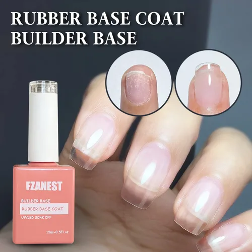 Miniatura 2 de FZANEST - Gel de base de goma para uñas, esmalte de uñas de gel transparente de formación, capa base de goma elástica, gel de extensión en una