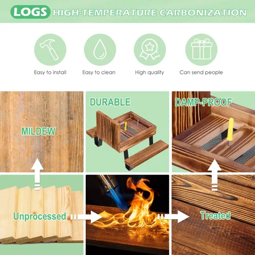 Miniatura 4 de MIXXIDEA Mesa de Comedero para Ardillas, Comedero de Picnic de Madera para Ardillas, Comederos para Ardillas Resistentes para Exterior