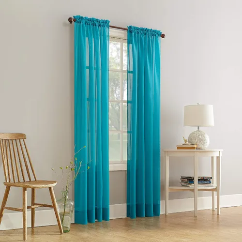 Miniatura 4 de Comfy Deal 2 paneles de cortina de gasa transparente para ventana con costuras hermosas y elegantes (beige)