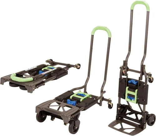 Miniatura 11 de COSCO 12225YGB1E Camión de mano plegable 2 en 1, capacidad de 300 libras, multiposición con mango extensible, negro/amarillo