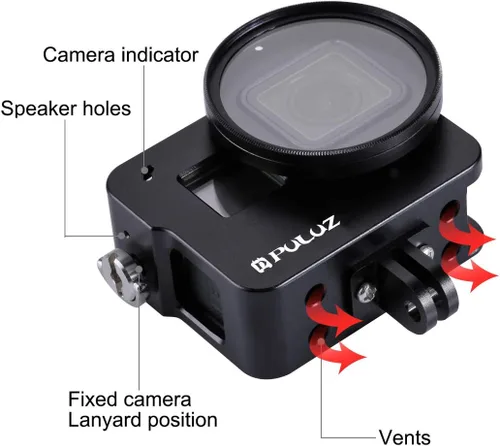 Miniatura 3 de PULUZ Funda de aleación de aluminio para GoPro Hero 7 Negro/New Hero 2018 / Hero 5 / Hero 6 carcasa CNC jaula protectora con soporte de zapata fría