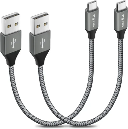 etguuds Cable USB a USB C de 1 pie, paquete de 2 cables de carga corta USB A a tipo C de carga rápida para Samsung Galaxy A17 A16 A15 A26 A36 A56,