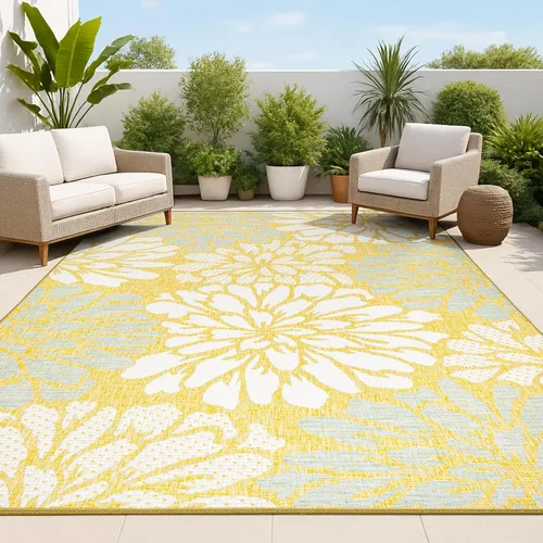 Miniatura 20 de JONATHAN Y Alfombra Corredor de Tejido Texturizado Floral para Interiores y Exteriores 2X8 Marrón/Crema, Zinnia Moderna para Patio Trasero, Patio