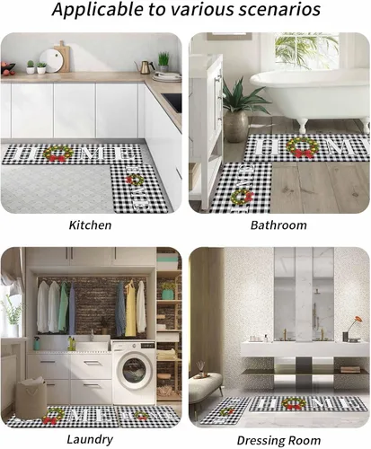 Miniatura 6 de Tapete de baño de Navidad a cuadros para bañera, antideslizante, de secado rápido y absorbente, de tierra de diatomeas, para fregadero de cocina