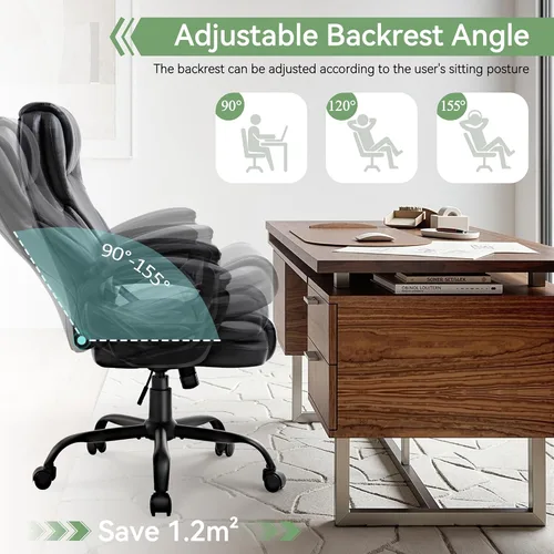 Miniatura 5 de Silla de oficina ergonómica con respaldo alto, cómoda silla de escritorio, silla de oficina ejecutiva ajustable para oficina en casa, silla de Negro