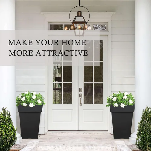 Miniatura 2 de kubvici Macetas de 20 pulgadas de alto para plantas de exterior e interior, juego de 2 macetas grandes de plástico para plantas, macetas