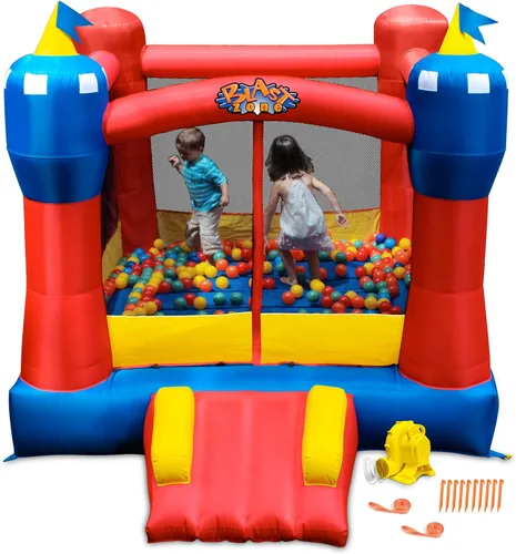 Castillo hinchable mágico Blast Zone - Casa de rebote hinchable con soplador - Calidad premium - Interior/exterior - Portátil - Se instala en
