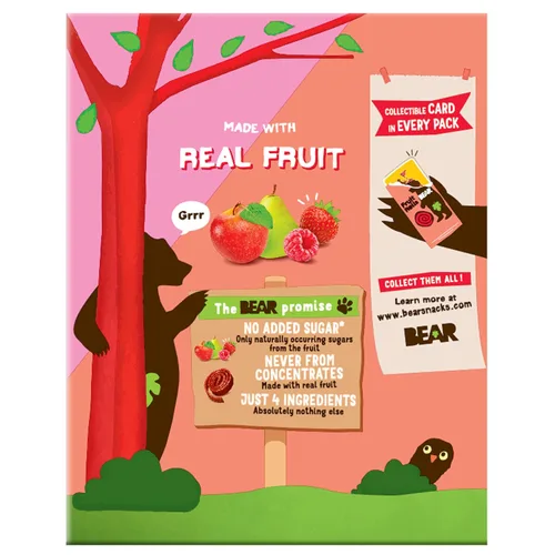Miniatura 2 de Bear Paquete variado de rollos de fruta de fresa y frambuesa, 8.4 onzas