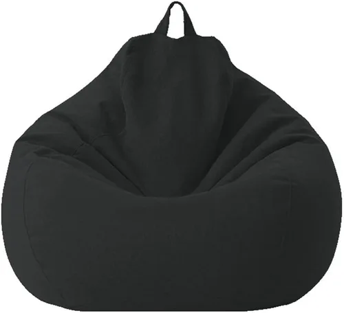 Puf - Funda para sofá grande y perezoso, funda para sofá, sin relleno, puf, cama, futón, tatami puff relax, muebles de salón (color negro,