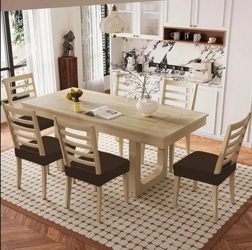 Miniatura 8 de smiry Fundas de asiento impermeables para sillas de comedor, juego de 4, fundas elásticas de jacquard extraíbles y lavables, sin fundas traseras
