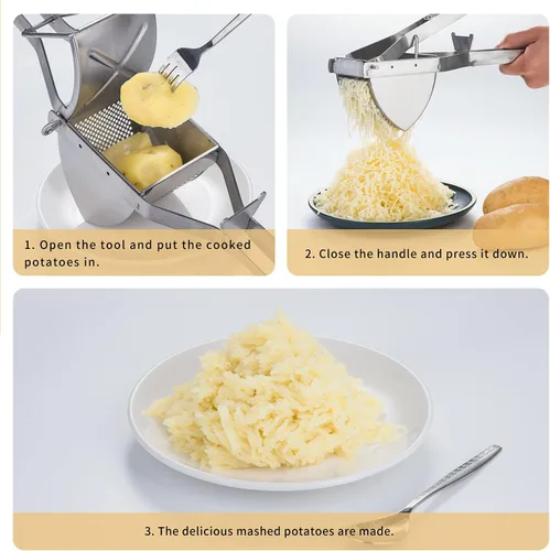 Miniatura 6 de Choxila triturador de patatas, [buen agarre] Ricer de patatas de acero inoxidable profesional Masher herramienta de cocina prensa de frutas