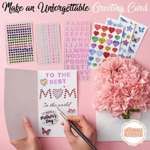 Miniatura 5 de Kits de fabricación de tarjetas para adultos y niños, 24 tarjetas de felicitación en blanco y sobres con suministros y juego de sellos, juego