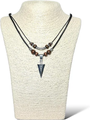 Miniatura 13 de Collar de doble capa con colgante de acero inoxidable para hombre, collar de cadena con colgante de punta de lanza fresca