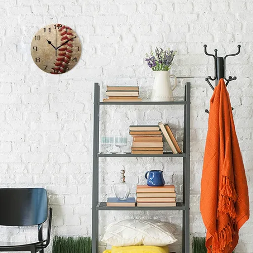 Miniatura 4 de AUUXVA Reloj de pared de béisbol, 9.5 pulgadas, silencioso, sin tictac, pintura al óleo, funciona con pilas, decorativo, unisex