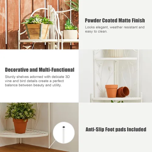 Miniatura 3 de Glitzhome Estante de metal blanco de 52 pulgadas de alto con 4 niveles para interior y exterior, jardín, granja