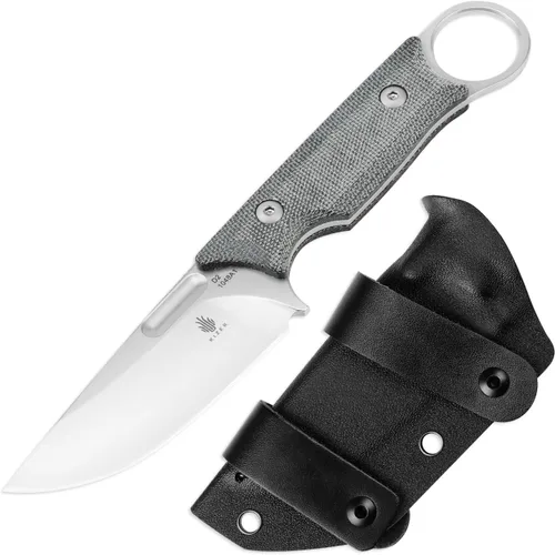 Cuchillo de hoja fija Kizer Cabox de 3.35 pulgadas de acero D2, cuchillo de caza con mango de micarta y funda, navaja de bolsillo 1048A1