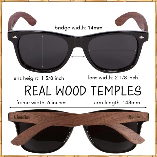 Miniatura 4 de Woodies Gafas de sol de madera polarizadas con funda de sol de bambú para hombres y mujeres, protección 100% UVAUVB