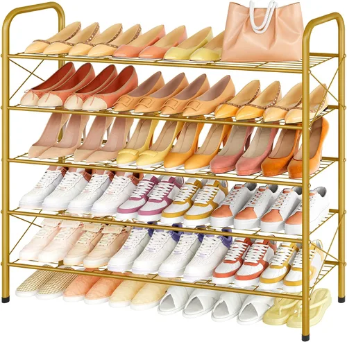 Miniatura 15 de Hoctieon Zapatero de 2 niveles para armario, zapatero de malla duradera, estante de zapatos de entrada, organizador de almacenamiento de zapatos