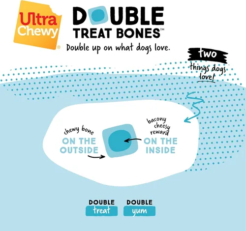 Miniatura 5 de Ultra Chewy Huesos de Doble Golosina de Tocino y Queso: golosinas duraderas para perros fabricadas en Estados Unidos para razas grandes y pequeñas