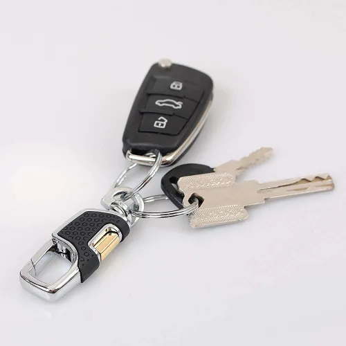 Miniatura 4 de homEdge Llavero resistente, paquete de 2 llaveros de automóvil con 2 llaveros de metal, mosquetón, negro y marrón