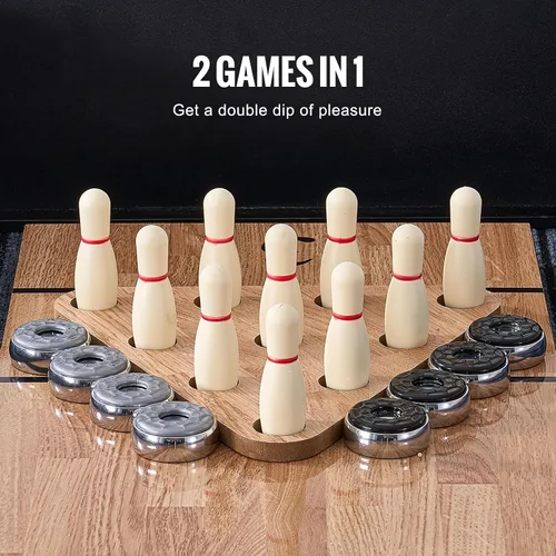 Miniatura 3 de Mesa de tejo VEVOR, mesa de tejo de 9 pies para salas de juegos familiares, juego combinado de tejo y bolos 2 en 1, con superficie de juego