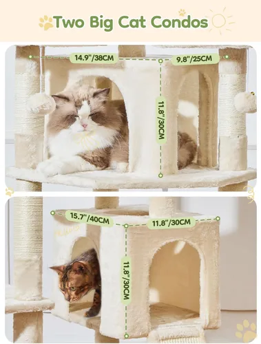 Miniatura 3 de Taoqimiao - Árbol para gatos de 76 pulgadas con postes para rascar, torre XXL para gatos grandes con tablero para rascar, hamaca extragrande