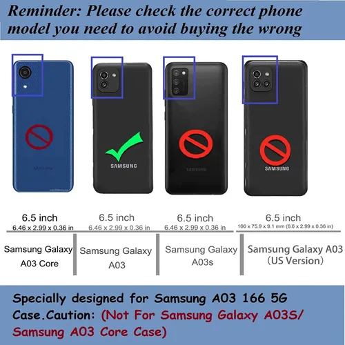Miniatura 2 de DINGXIN Funda para Galaxy A03, funda para teléfono Samsung A03, [grado militar] soporte de anillo de metal para montaje en automóvil, funda Negro