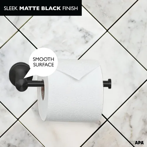 Miniatura 6 de Ilyapa Juego de accesorios de baño negro, juego de 3 piezas para montaje en la pared, barra para toallas, soporte para papel higiénico, anillo