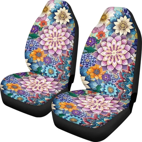 Miniatura 11 de INSTANTARTS Fundas de asiento de coche con diseño de dalia estética, solo para asientos delanteros, protector de asiento de vehículo, 2 unids/set