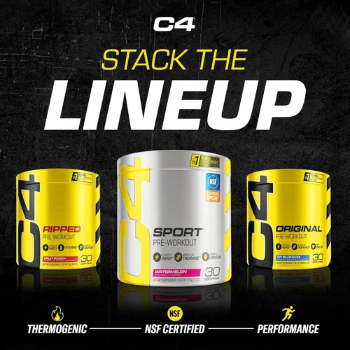 Miniatura 7 de Cellucor C4 Sport - Ponche de frutas en polvo para antes del entrenamiento, certificado NSF para deportes, 30 porciones, el embalaje puede variar.