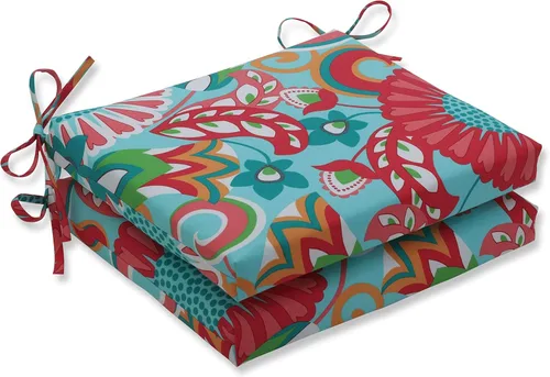 Miniatura 42 de Pillow Perfect Cojín floral brillante para silla de interior/exterior con lazos, 2 unidades, 15.5 x 18.5 pulgadas, azul/naranja Marlow