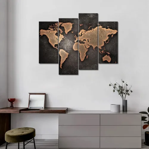 Miniatura 3 de Mapa general del mundo en fondo negro, arte para pared, pintura, foto, impresión en lienzo, imagen para decoración moderna del hogar