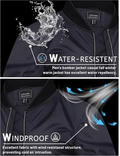Miniatura 4 de TACVASEN Chaquetas bomber para hombre, casual, otoño, invierno, cálidas, cortavientos, cremallera completa, resistente al viento, abrigos