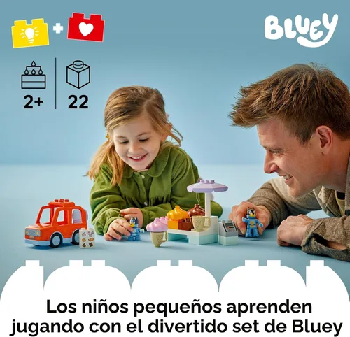 Miniatura 2 de LEGO DUPLO Bluey Ice Cream Trip with Bluey - Juguete para niños pequeños, niños y niñas de 2+ años - Incluye figura y puesto de helados - Juguete