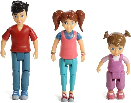Beverly Hills Sweet Li'l Family Dollhouse People Set de 3 figuras de acción: niño, niña y niño pequeño