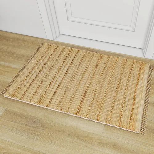 Miniatura 24 de Eco Crave Alfombra de pasillo de yute de 2,6 x 8 pies – Alfombra de diseño geométrico 100% natural de yute trenzada a mano, alfombra de acento