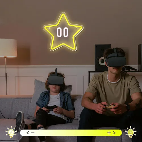 Miniatura 2 de Letrero de Neón con Forma de Estrella, Luz LED de Neón para Juegos para Decoración de Pared de Dormitorio Infantil, Decoración de Sala