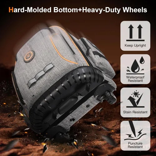 Miniatura 4 de Mochila de herramientas con rueda, mochila de herramientas rodante para electricistas, bolsa de herramientas resistente con rueda para trabajo