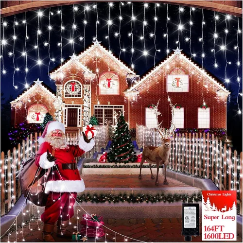 Miniatura 12 de FLVOECN 480 luces LED de Navidad de 49 pies, enchufables, 8 modos con temporizador, luces de hielo regulables, para exteriores, impermeables