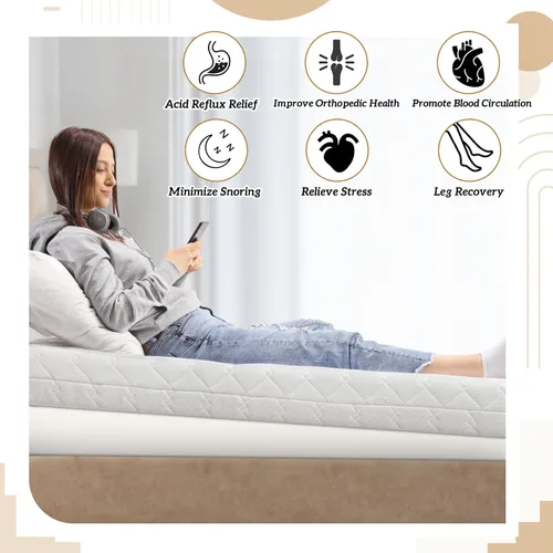Miniatura 4 de Cinnvoice Cuña de colchón, cuña inclinada doble de 5 pulgadas para reflujo ácido, dolor de cuello y espalda, ronquidos, elevador ajustable debajo