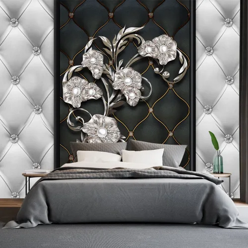 Miniatura 25 de MFWFM - Papel tapiz de peonías grises con diseño floral de acuarela para guardería (no se despega y pega)