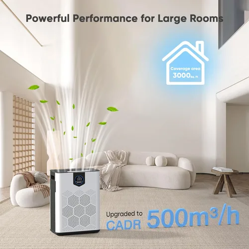 Miniatura 3 de DAYETTE Purificador de aire para el hogar habitación grande de hasta 3000 pies cuadrados con 2 filtros HEPA H14, purificadores de aire