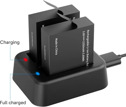 Miniatura 5 de AKASO Brave 8 y Brave 8 Lite 2X 1550mAh Batería recargable de cámara de acción con cargador dual USB