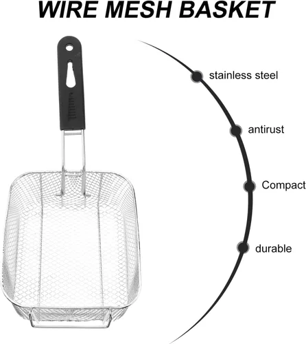 Miniatura 3 de BESTonZON Cesta mediana de acero inoxidable para freír con chispas francesas, para servir alimentos, con asa, apta para ollas de hasta 5/6 L