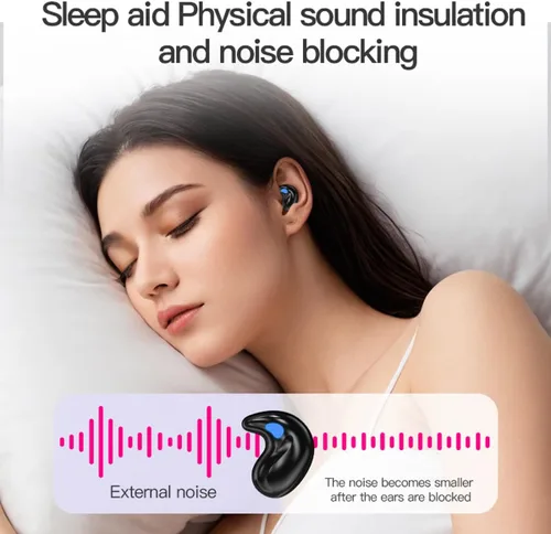 Miniatura 2 de Auriculares para dormir con control remoto, invisibles, pequeños, pequeños, ocultos, deportivos, diseño portátil, video, desplazamiento, página Negro