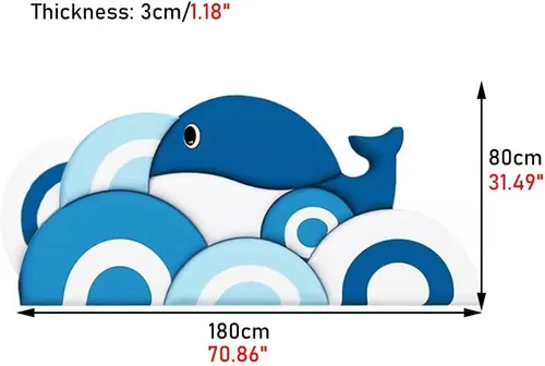 Miniatura 2 de Paneles de pared 3D con patrón de ballena, panel de pared 3D para niños, pegatinas decorativas de pared de tatami, papel tapiz autoadhesivo