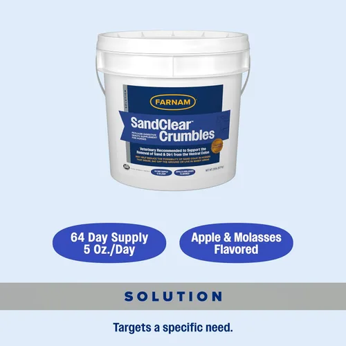 Miniatura 7 de Farnam SandClear Psyllium Crumbles Suplemento para caballos, ayuda a eliminar la arena del colon y apoya la salud digestiva, sabor a manzana/melaza