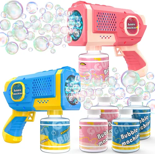Miniatura 10 de EagleStone Juguetes para niños y niñas de 3+ años, paquete de 2 pistolas de burbujas con solución de burbujas, juguete al aire libre para niños