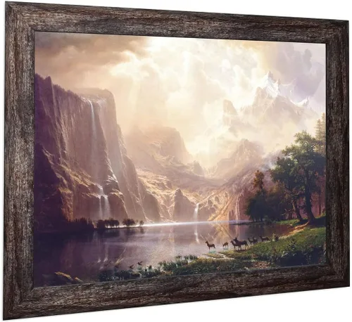 Among the Sierra Nevada Mountains, California, arte de pared enmarcado por Albert Bierstadt, escena de decoración del hogar de montaña, 11x14 2400BW